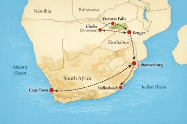 South Afica Travel Map
